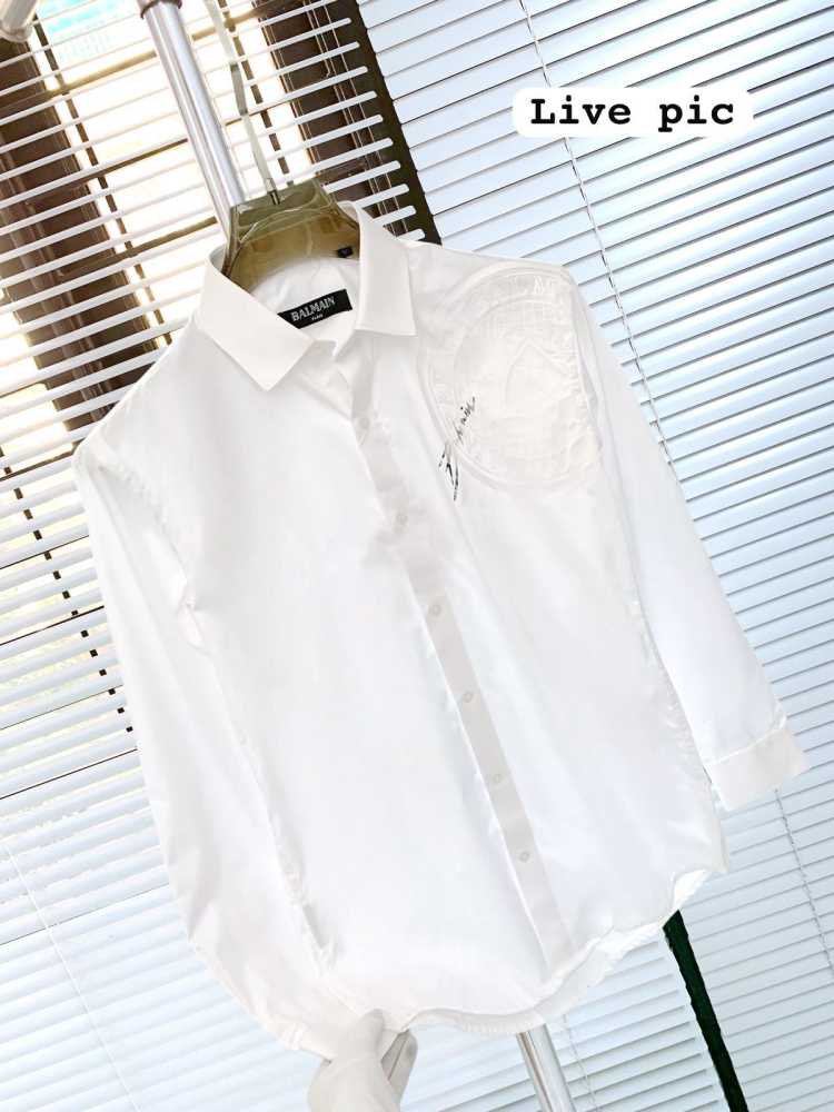 Balmain Embroidered White Premium Cotton Shirt-4