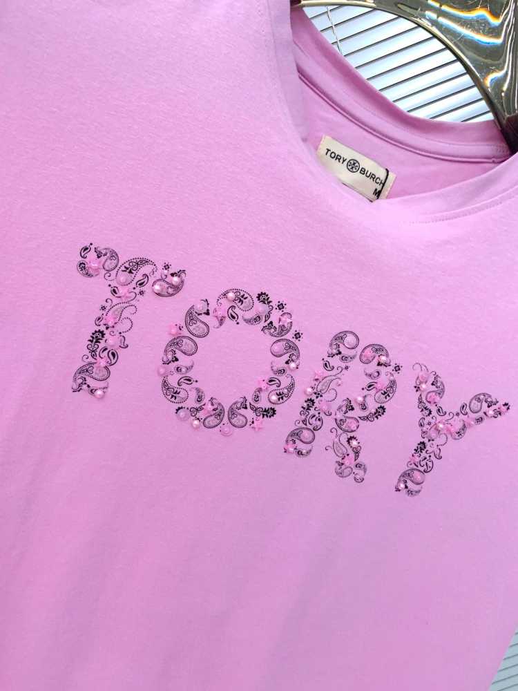 Tory Burch Pink Premium Quality Women T-shirt-3
