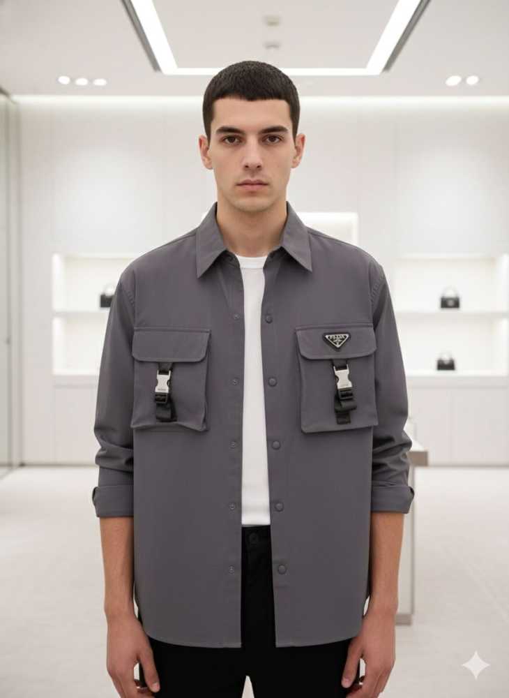 Prada Embroidery Grey Premium Quality Shirt