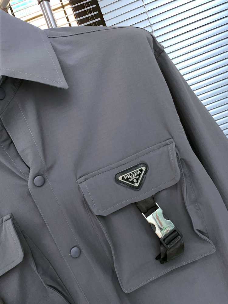 Prada Embroidery Grey Premium Quality Shirt-thumb-4