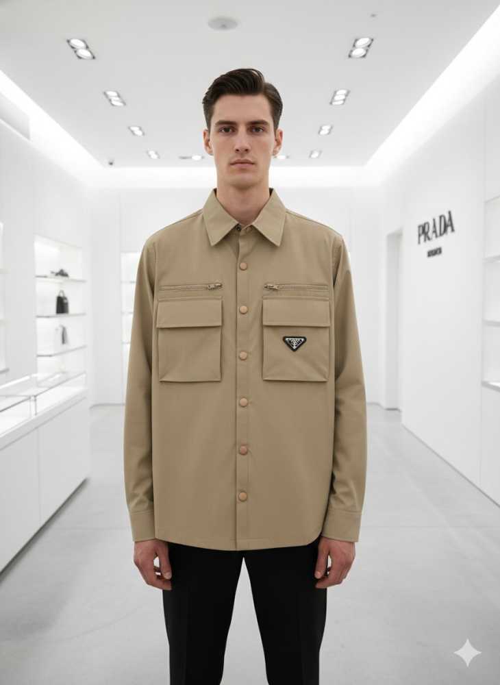 Prada Embroidery Brown Premium Quality Shirt