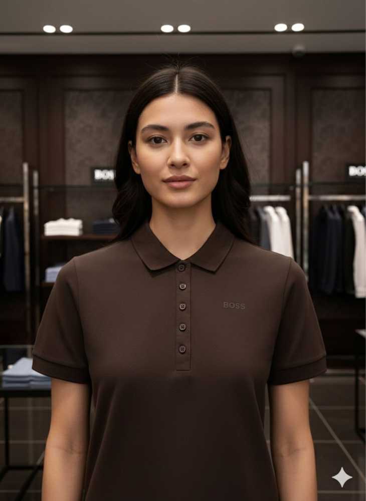 BOSS Dark Brown Premium Quality Women T-shirt-thumb-2