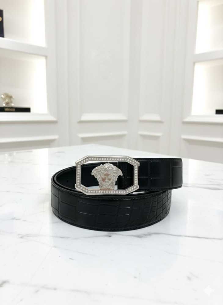 Versace Silver Premium Quality Leather Belt