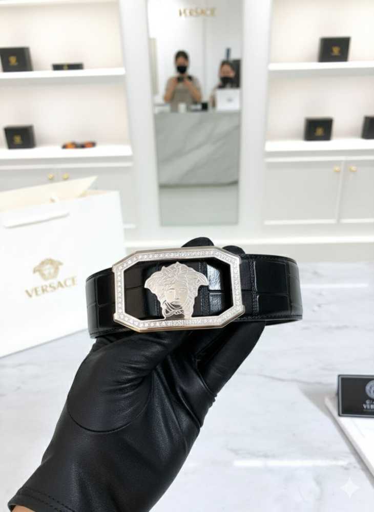 Versace Silver Premium Quality Leather Belt-thumb-1