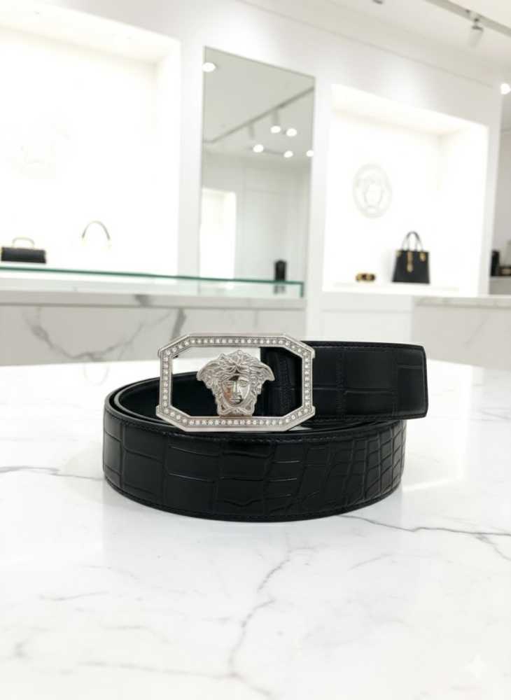 Versace Silver Premium Quality Leather Belt-thumb-3