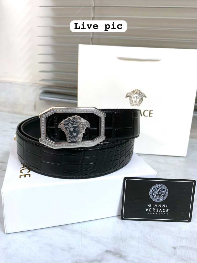 Versace Silver Premium Quality Leather Belt-thumb-4
