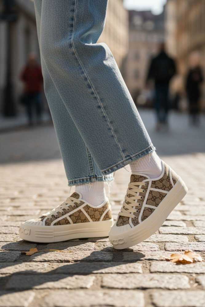 Women's GG Brown Trainer Sneaker-1