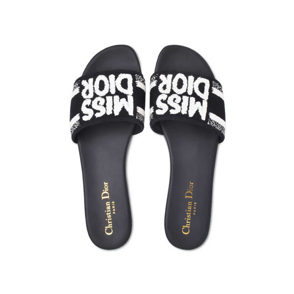 Miss Dior Black Premium Quality Women's Flat Sandals-4