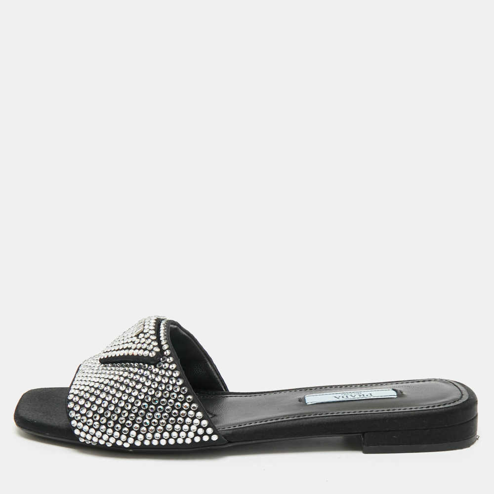 Prada Black & White Premium Quality Women's Flat Sandals-thumb-1