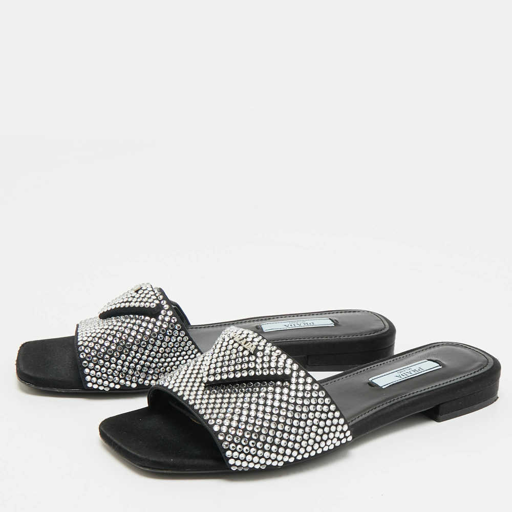 Prada Black & White Premium Quality Women's Flat Sandals-thumb-0