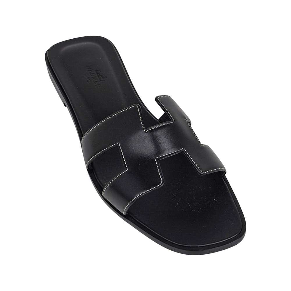 Hermes Black Premium Quality Women's Flat Sandals-thumb-4
