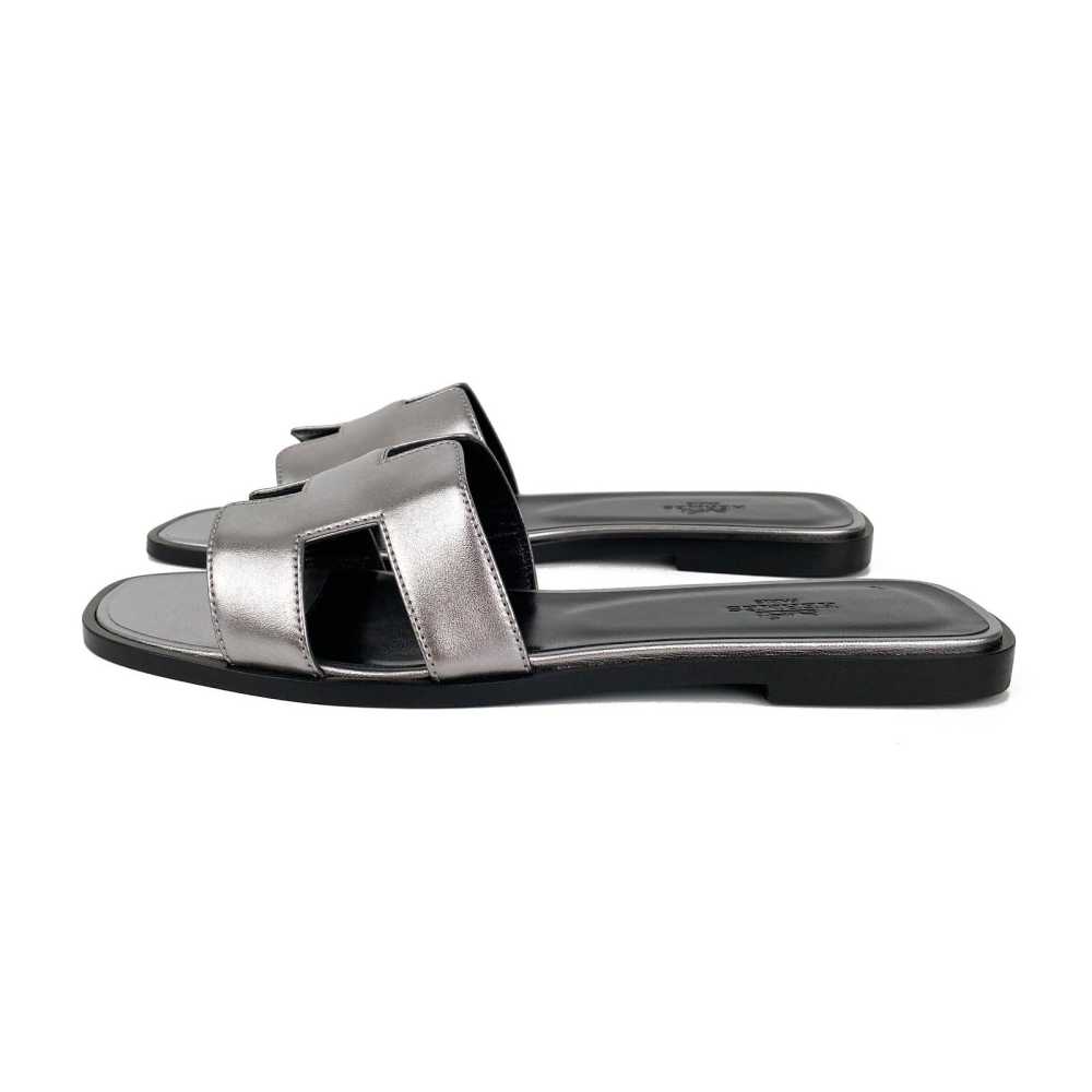 Hermes Silver Premium Quality Women's Flat Sandals-thumb-1