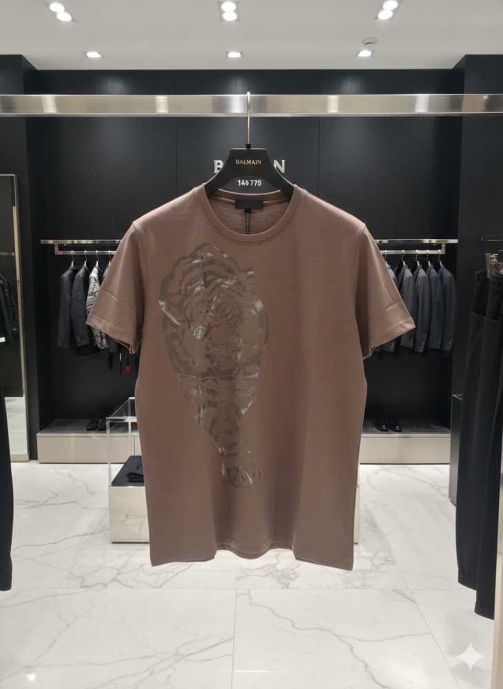 Balmain Clubwear Beige Premium Quality T-shirt-2