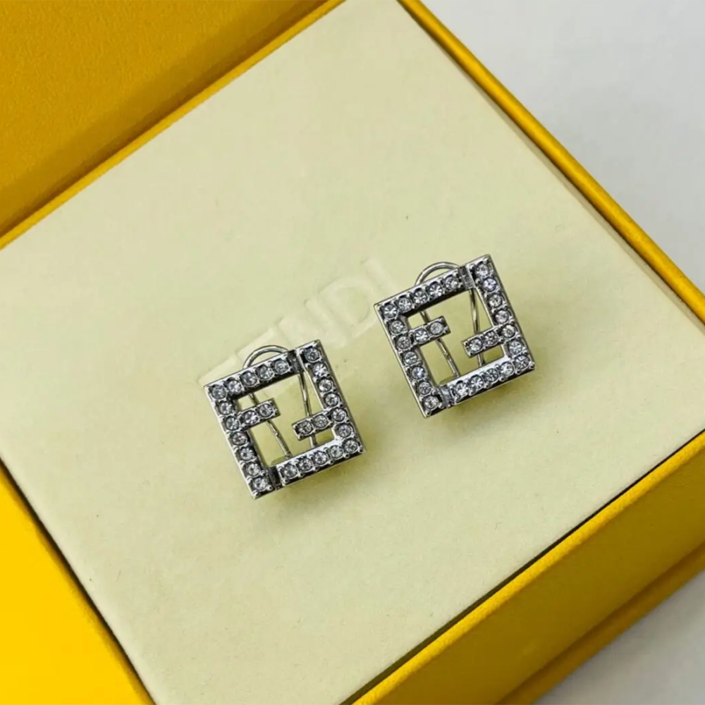 Fendi Forever Silver Stud Earrings-thumb-0