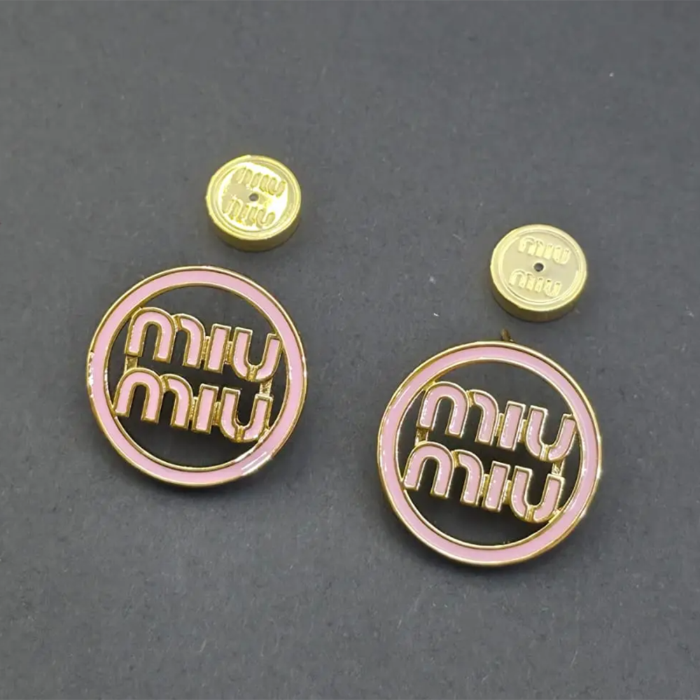 Miu Miu Enameled Metal Rose Gold Stud Earrings-thumb-0