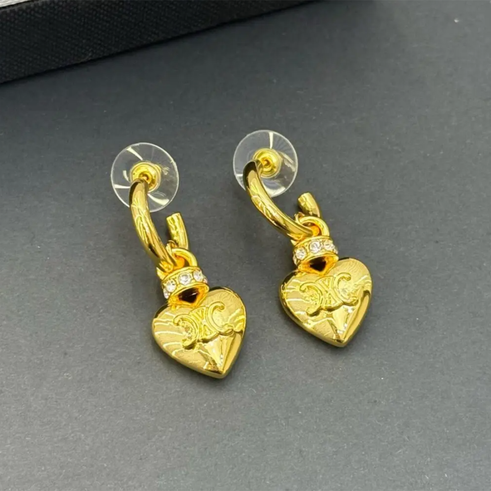 Celine Triomphe Heart Drop Earrings-thumb-0