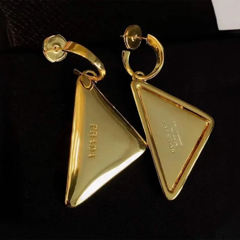 Prada Metal Triangle Earrings-thumb-0