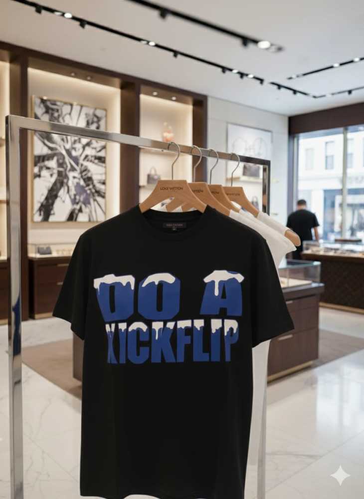Louis Vuitton Black Embroidery Logo Premium T-shirt-2