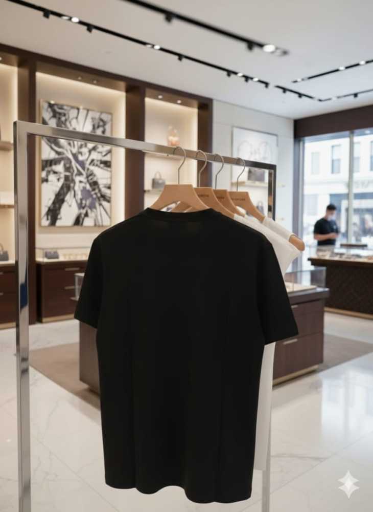 Louis Vuitton Black Embroidery Logo Premium T-shirt-3