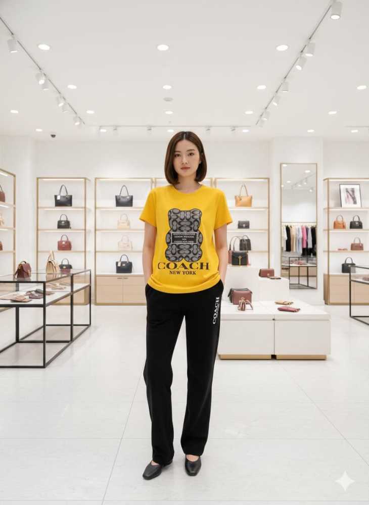 Coach Yellow/Black Premium Quality Co-ord Set