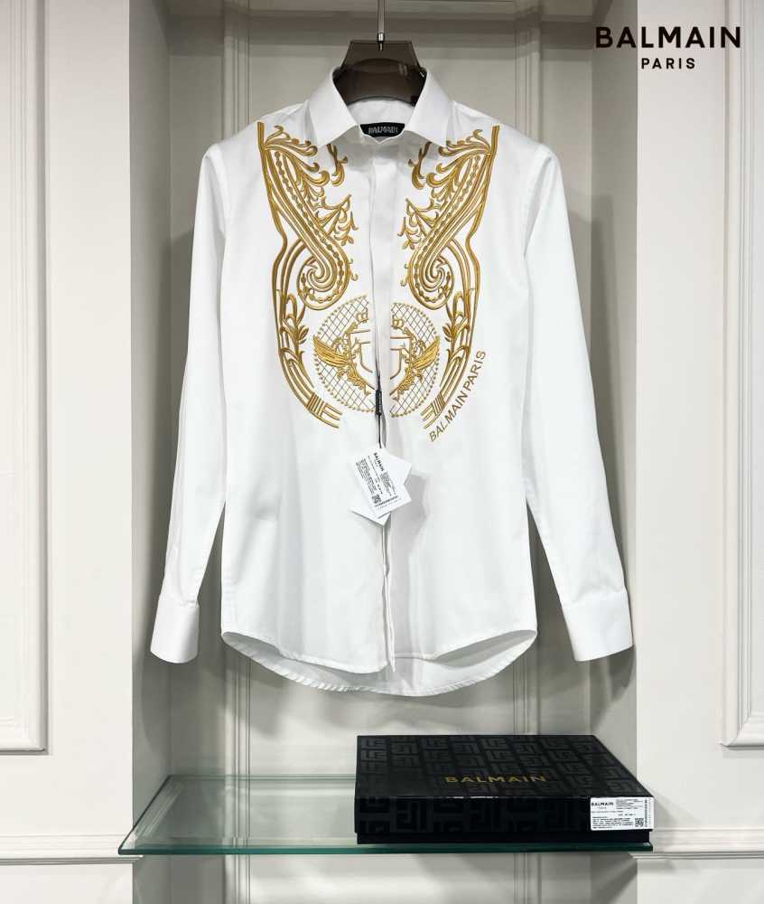 Balmain Embroidered White Premium Cotton Shirt