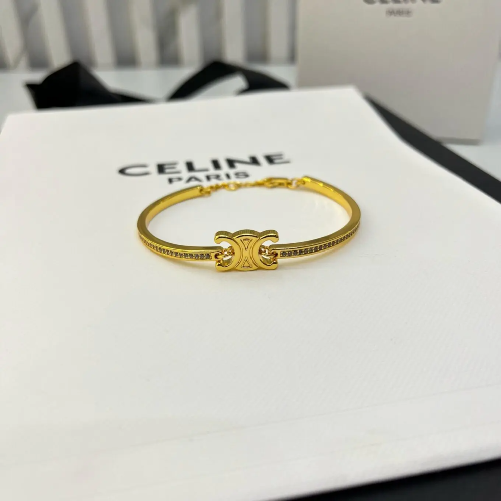 Celine Triomphe Articulated Sparkle Bracelet-thumb-0