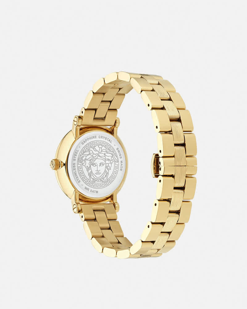 Versace Women Textured Black Dial and Stainless Steel Straps Analogue Watch VE7F00623-1