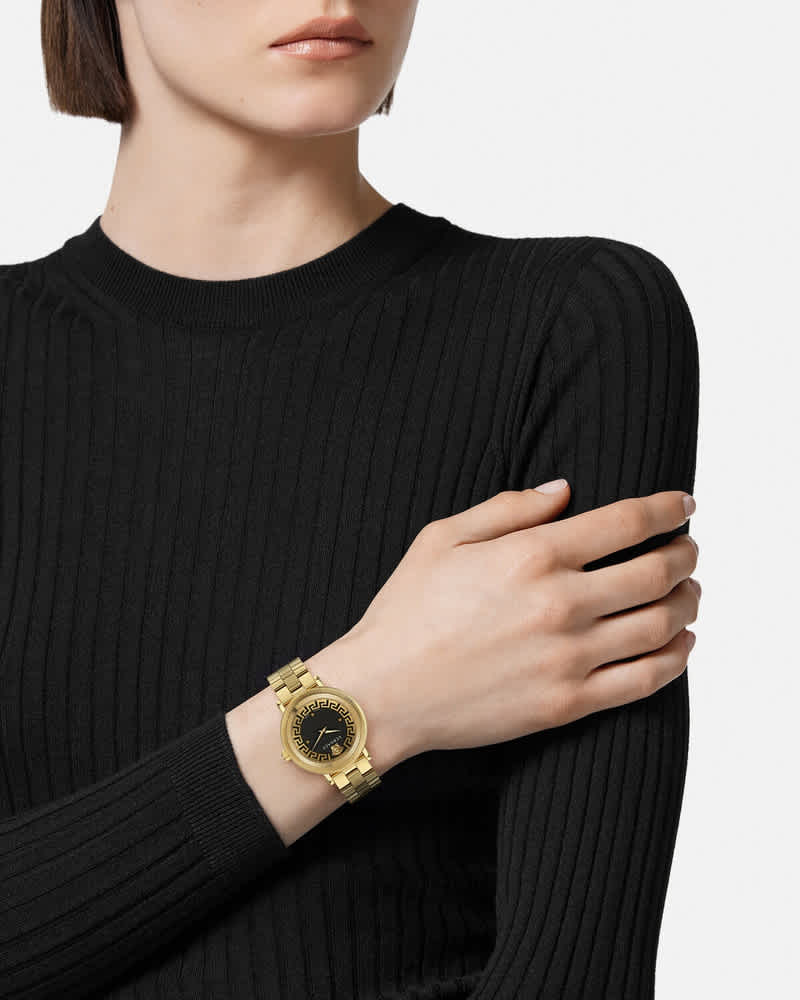 Versace Women Textured Black Dial and Stainless Steel Straps Analogue Watch VE7F00623-4