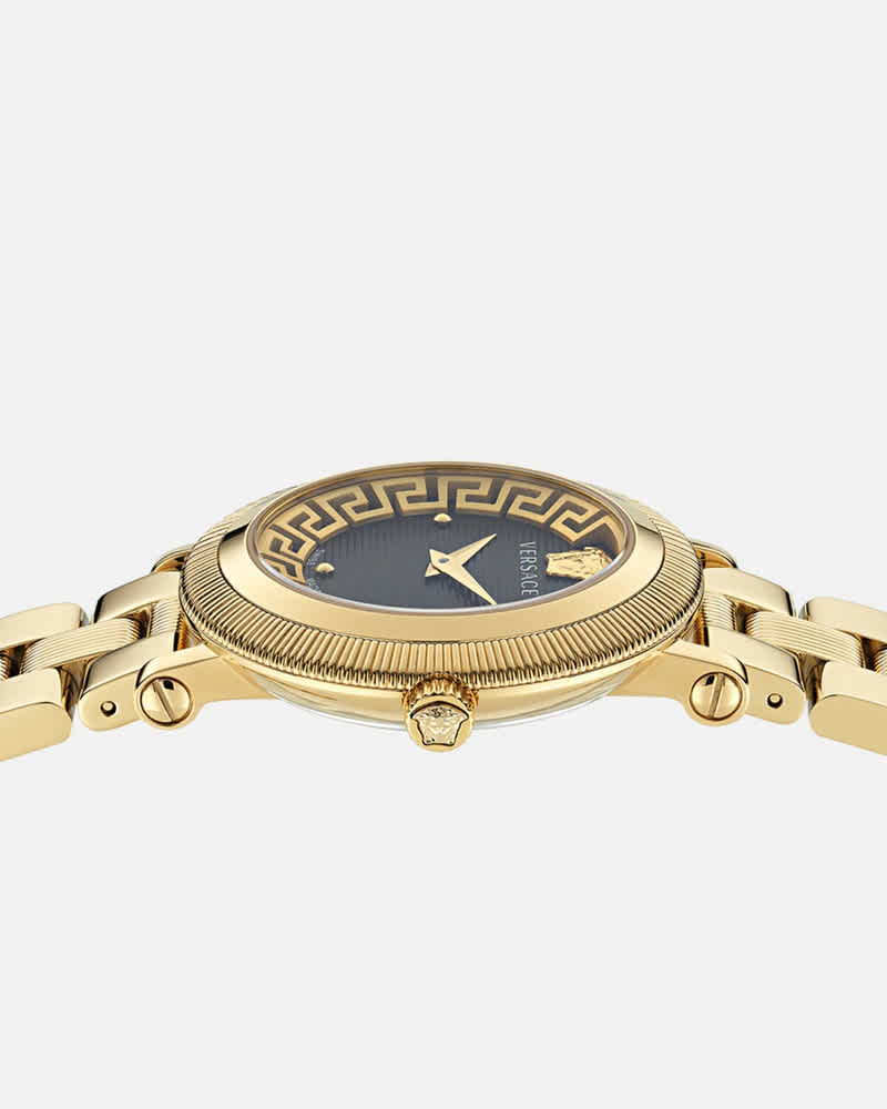 Versace Women Textured Black Dial and Stainless Steel Straps Analogue Watch VE7F00623-2