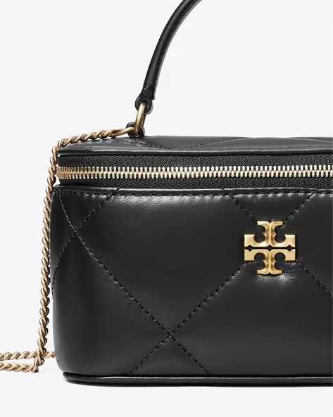 Tory Burch Diamond Kira Black Quilted Vanity Handbag-3