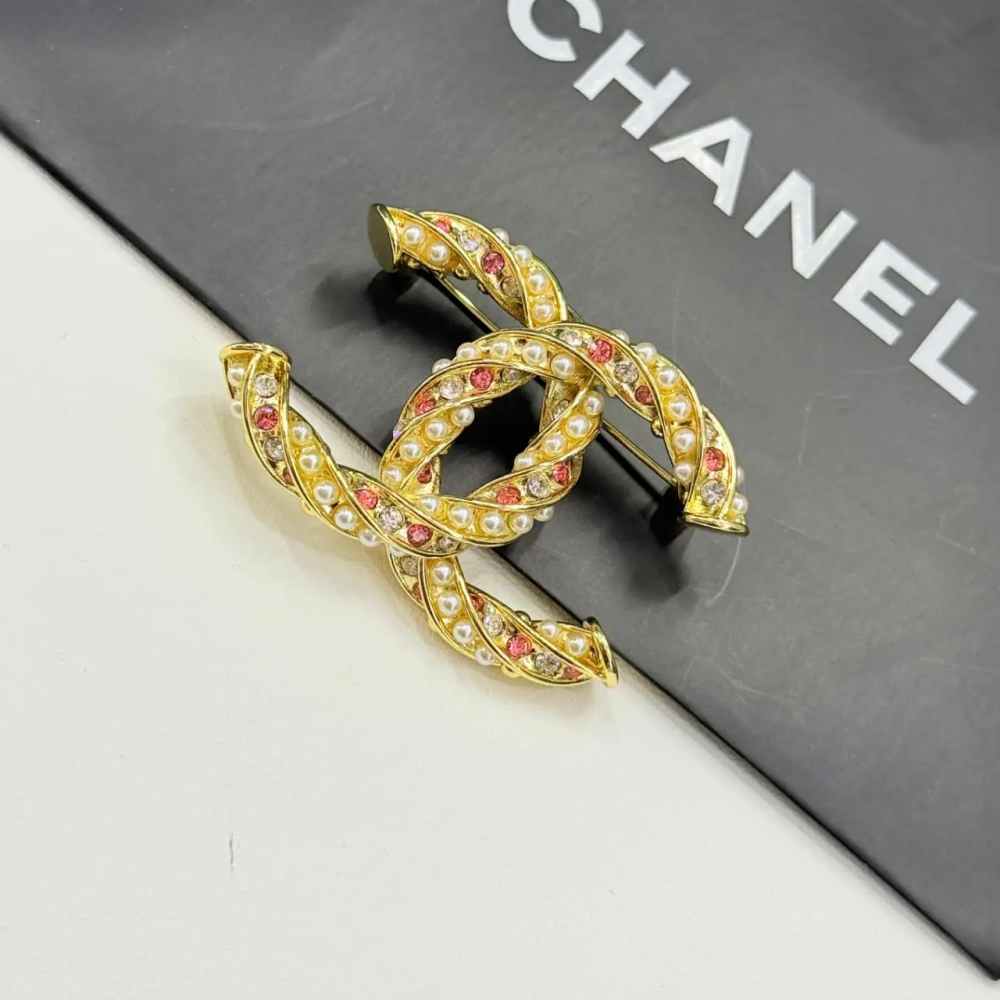 Chanel B24 CC Rhinestone & Pearl Brooch-thumb-0
