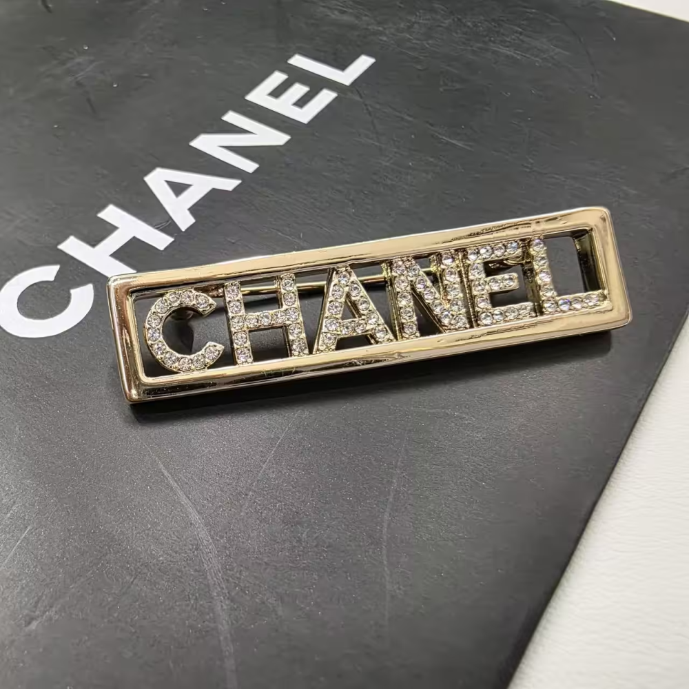 Chanel Rectangular Logo Brooch-thumb-0