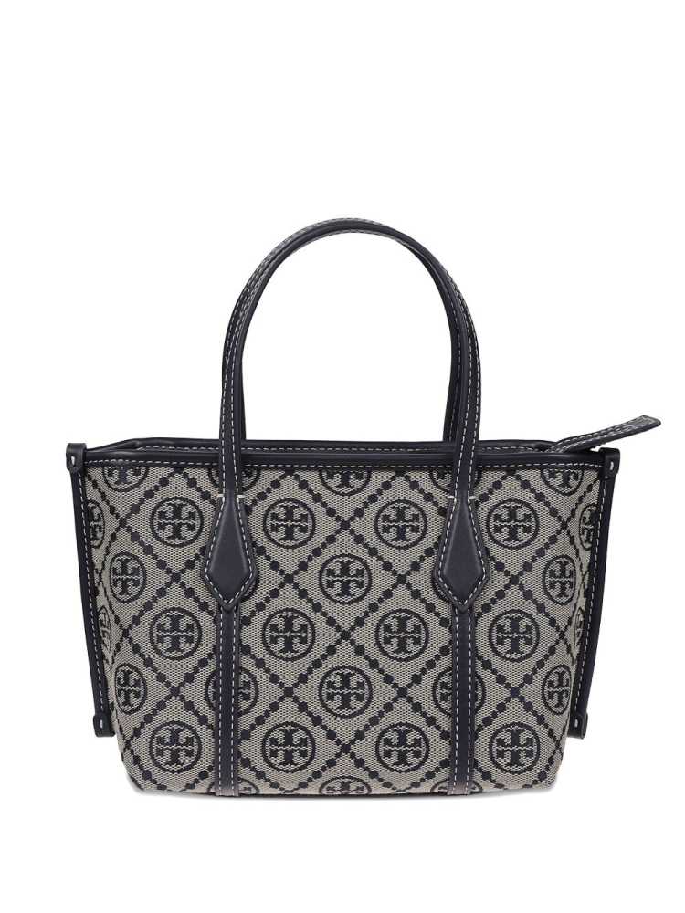 Tory Burch Perry Black Small Embossed Tote Bag-thumb-2