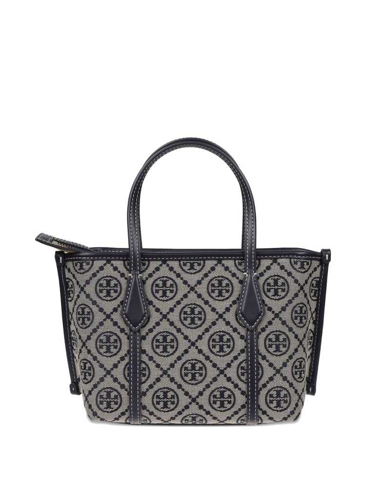 Tory Burch Perry Black Small Embossed Tote Bag-thumb-0