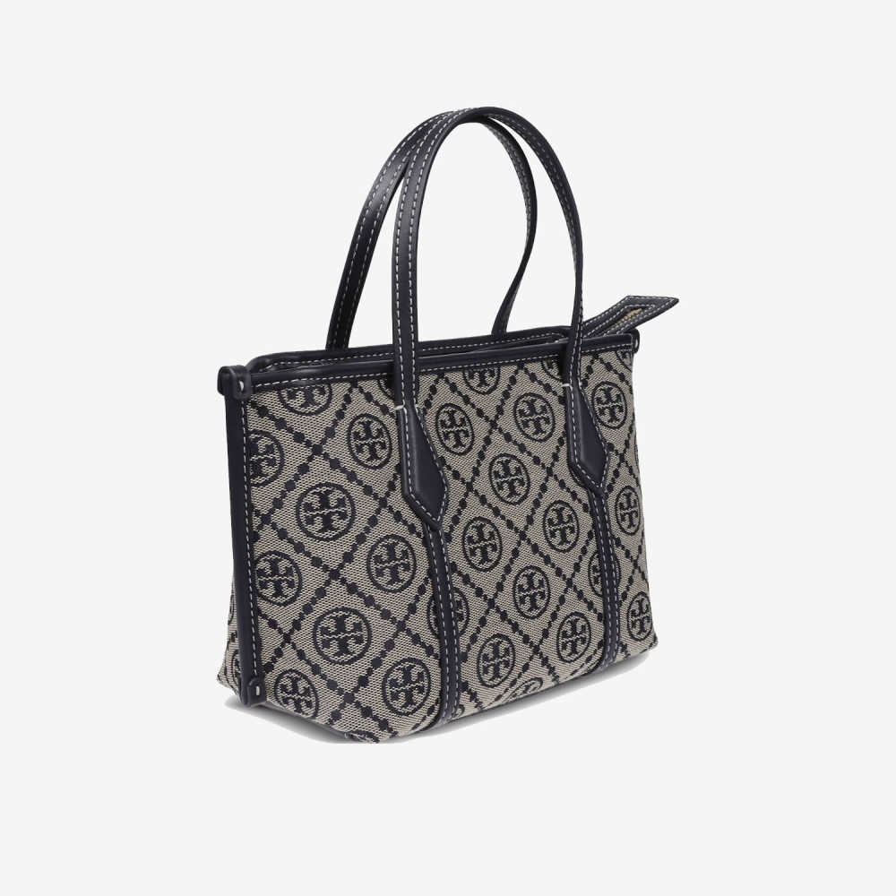 Tory Burch Perry Black Small Embossed Tote Bag-thumb-1