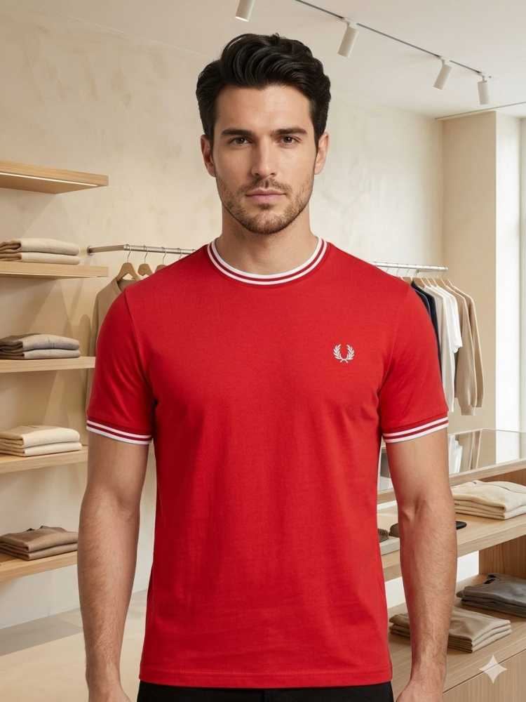 Fred Perry Embroidered logo Red Premium T-shirt-thumb-0