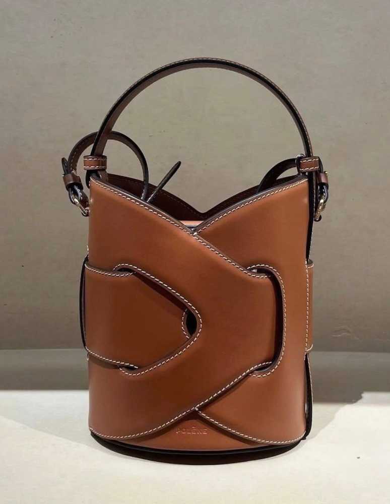Polene Nodde Seau Brown Bucket HandBag-thumb-0