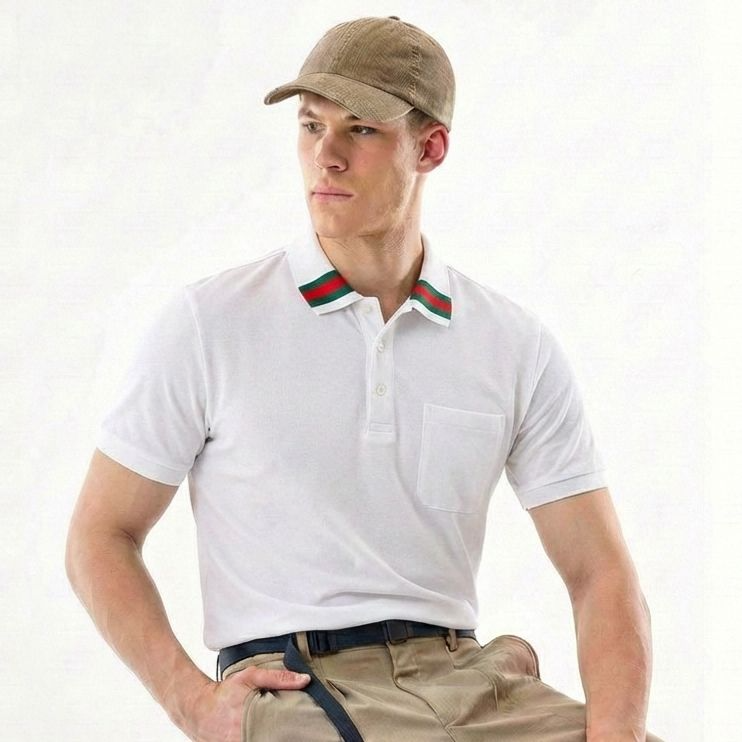 Gucci Logo-Embroidered Stretch-Cotton White Polo Shirt-thumb-0