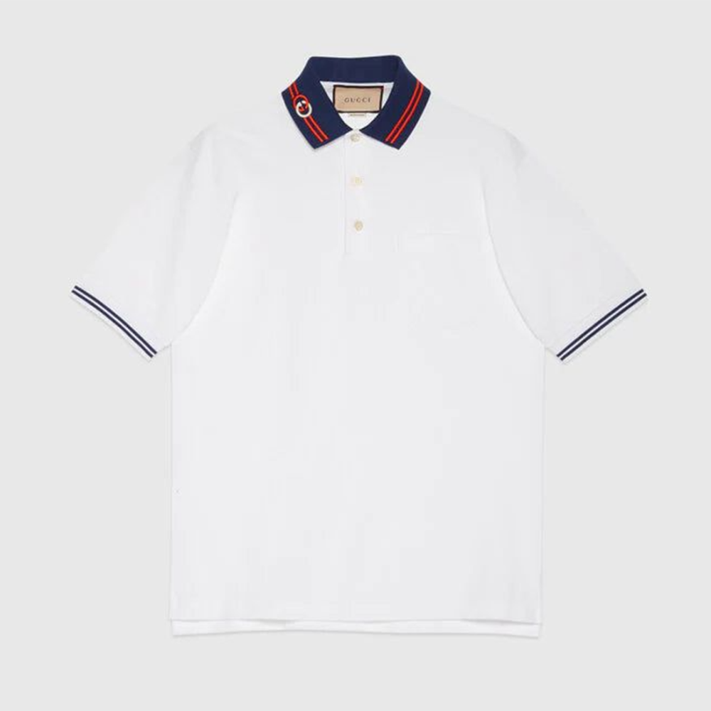 Gucci Interlocking G Short-Sleeve White Polo Shirt-thumb-0