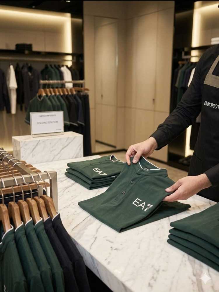 Emporio Armani Green Premium Collar T-shirt-thumb-3