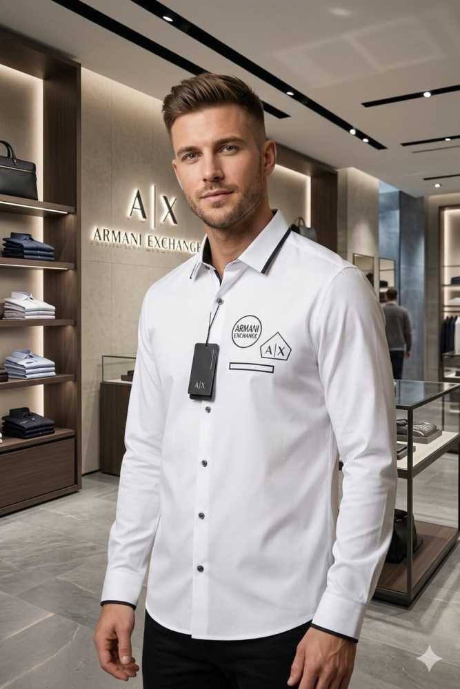 Armani Exchange White Premium Quality Cotton Shirt-1