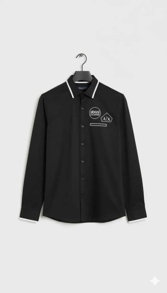 Armani Exchange Black Premium Quality Cotton Shirt-thumb-2