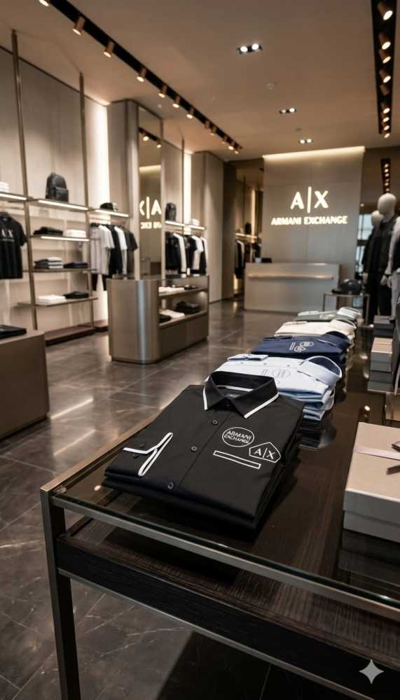 Armani Exchange Black Premium Quality Cotton Shirt-thumb-3