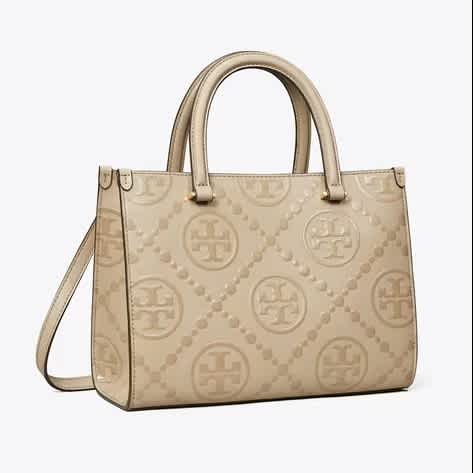 Tory Burch Monogram Beige Small Tote Bag-1
