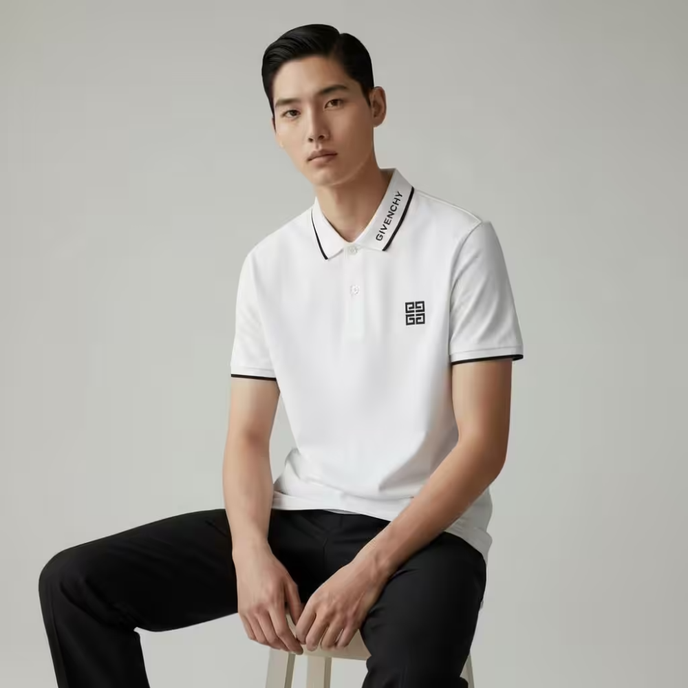Givenchy 4G Logo Slim-Fit White Polo Shirt-thumb-0