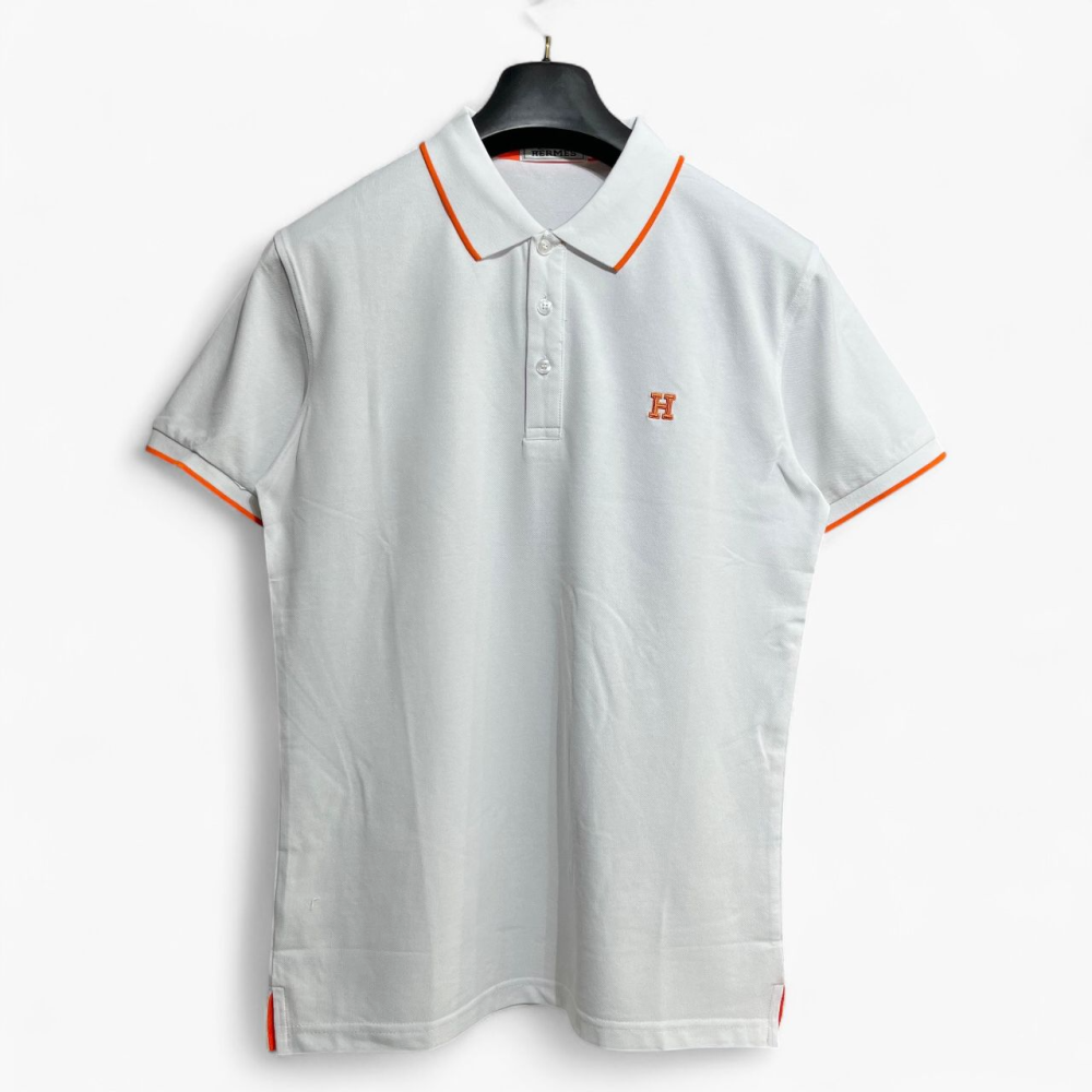 Hermès H Logo White Polo T-shirt-thumb-0