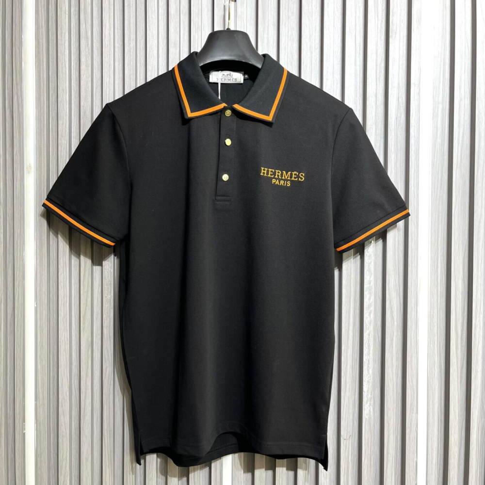 Hermès Paris Logo Black Polo T-shirt-thumb-0