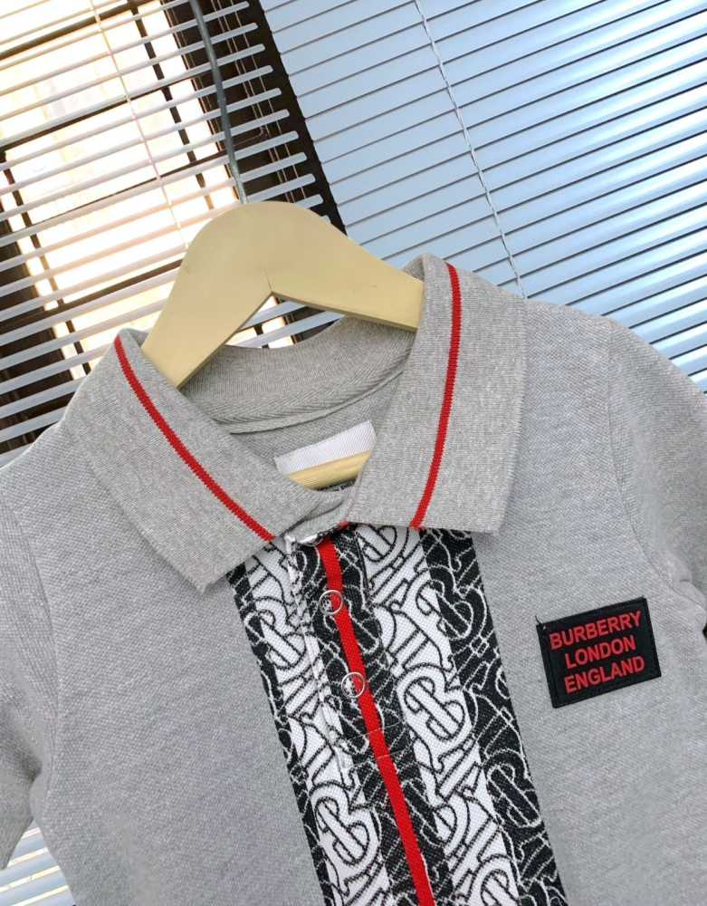 Burberry Grey Premium Quality Kids T-shirt-thumb-2