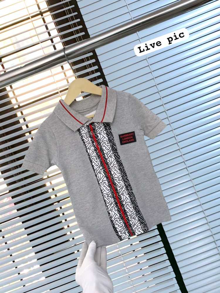 Burberry Grey Premium Quality Kids T-shirt-thumb-1
