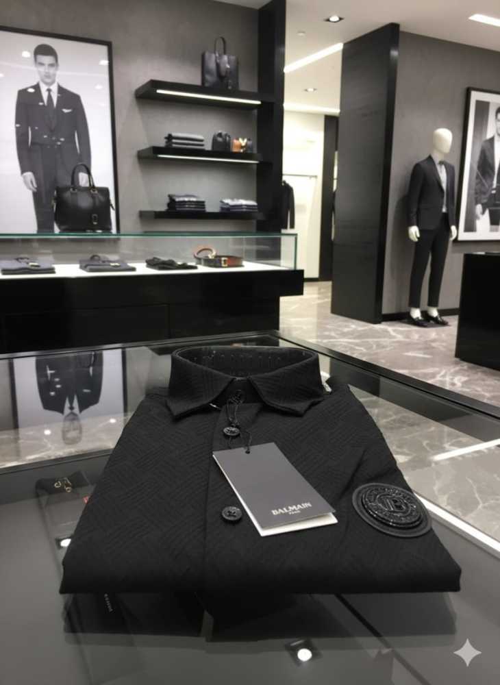 Balmain Embroidered Black Premium Cotton Shirt-thumb-2